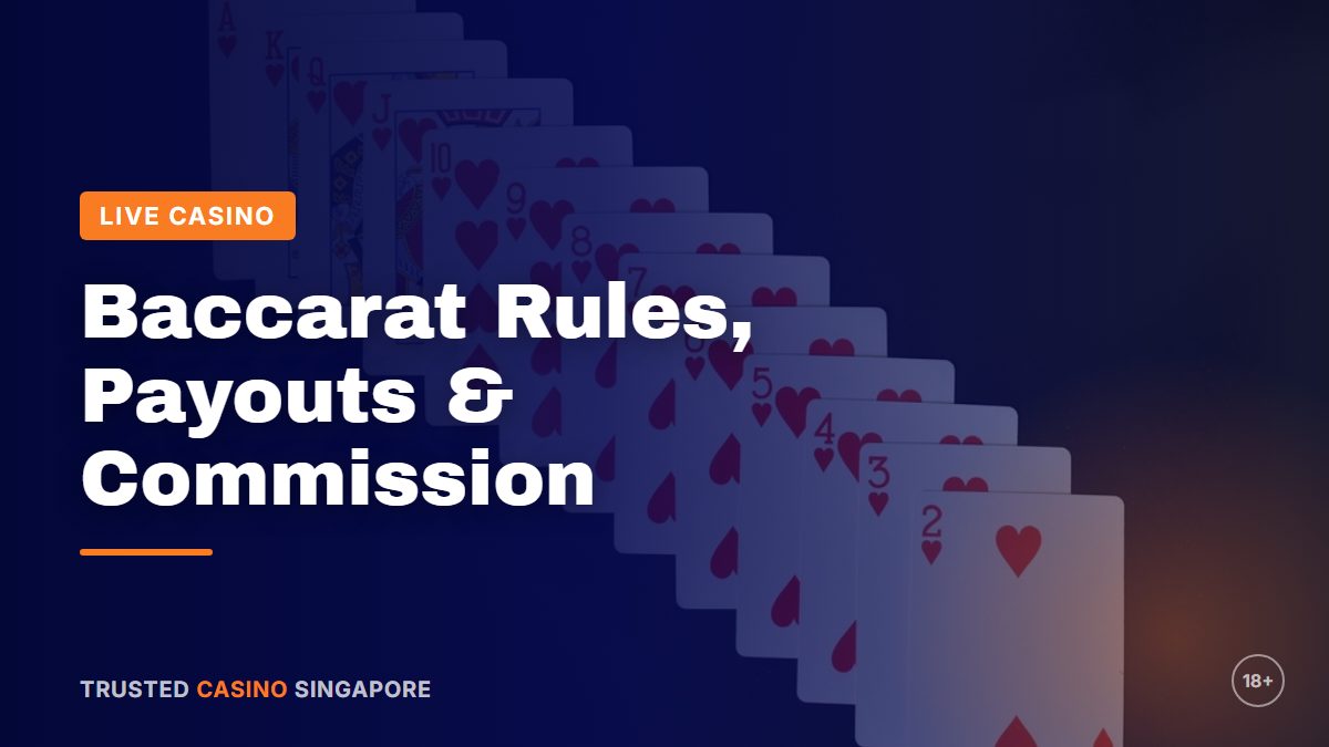 A run of red playing cards from ace to two on a dark table, illustrating baccarat card values and drawing rules