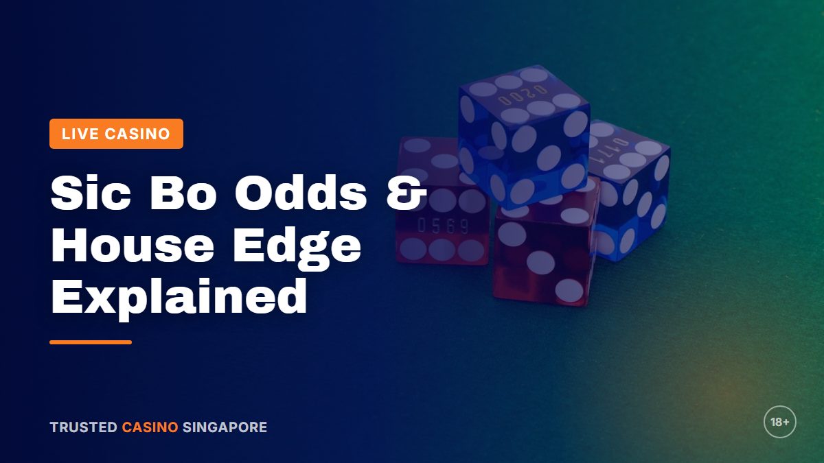 Red and blue casino dice stacked on green felt, representing the three-dice game Sic Bo